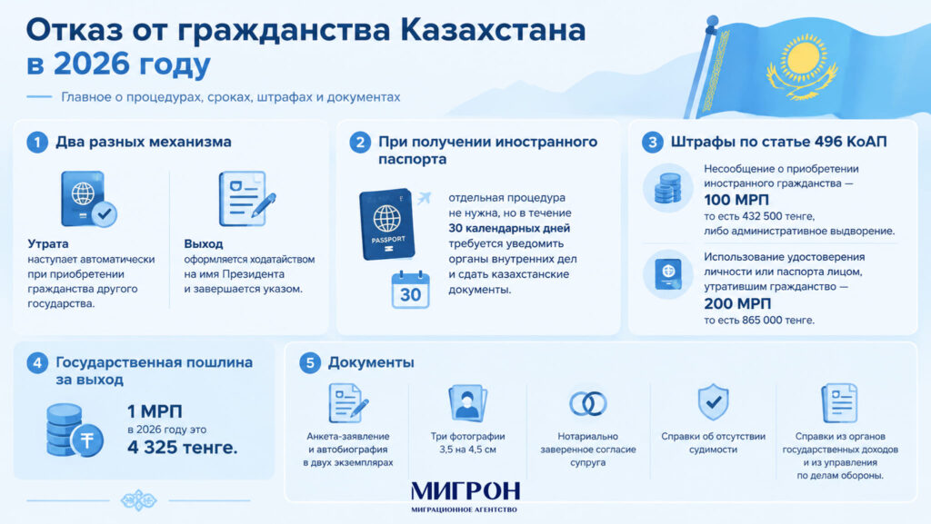 Отказ от гражданства Казахстана в 2026 году инфографика